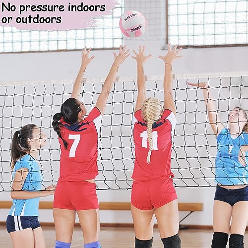 UUBEMM Volleyball Soft Touch for Indoor Outdoor Beach Park Games Gym Practice,Official Size Backyard Volleyballs with Pump for Adults,Teens, Beginners Gifts (5, Pink with Pump Kit) - Image 3