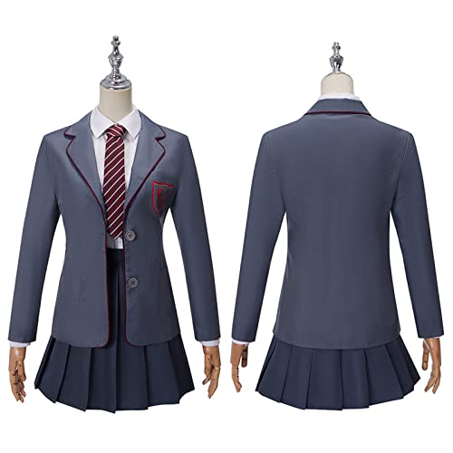 AwwwCos The Musical Cosplay Gray Costume School Uniform Dress Uniform Suit Skirt Tie Halloween Party Outfit 140 - Image 4