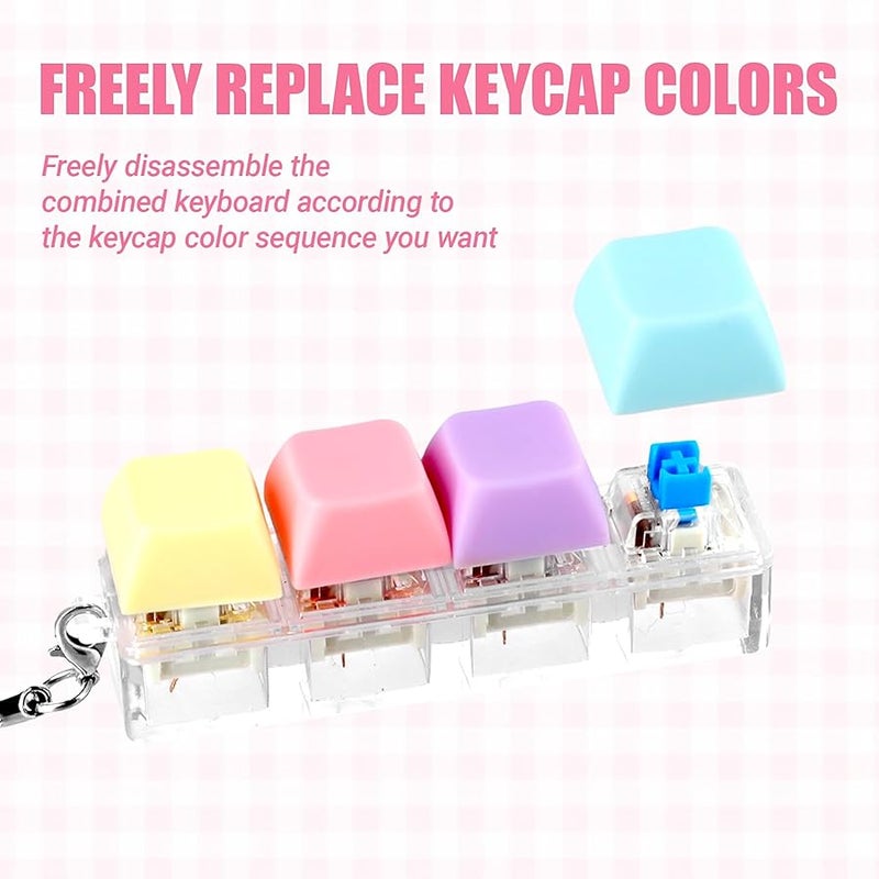 PKRFCJ 2 Pcs Keyboard Fidget, 4-Key Keyboard Fidget Clicker for Adults, Macaron Color,Silent Keys, Relieve Stress and Anxiety, Keychain Accessories, Easy to Carry, Creative Gifts for Family and Friends - Image 4
