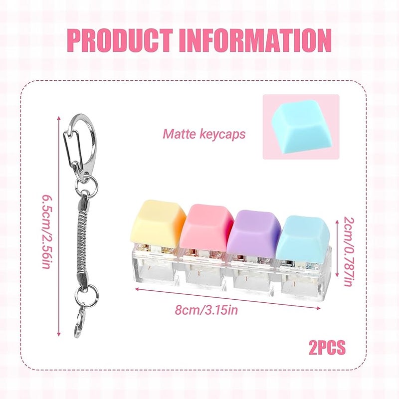 PKRFCJ 2 Pcs Keyboard Fidget, 4-Key Keyboard Fidget Clicker for Adults, Macaron Color,Silent Keys, Relieve Stress and Anxiety, Keychain Accessories, Easy to Carry, Creative Gifts for Family and Friends - Image 2