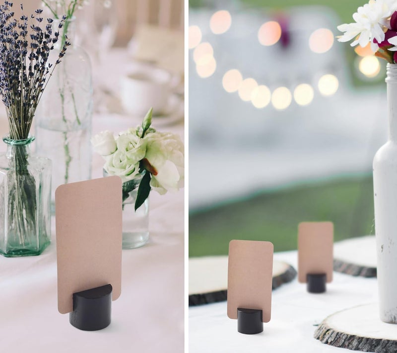 Toros 20 Pack Mini Wood Table Number Holders - Place Card Holders, Dinner Table Card Holders, Name Card Holders for Tables, Wooden Picture and Sign Holder (Black) - Image 3