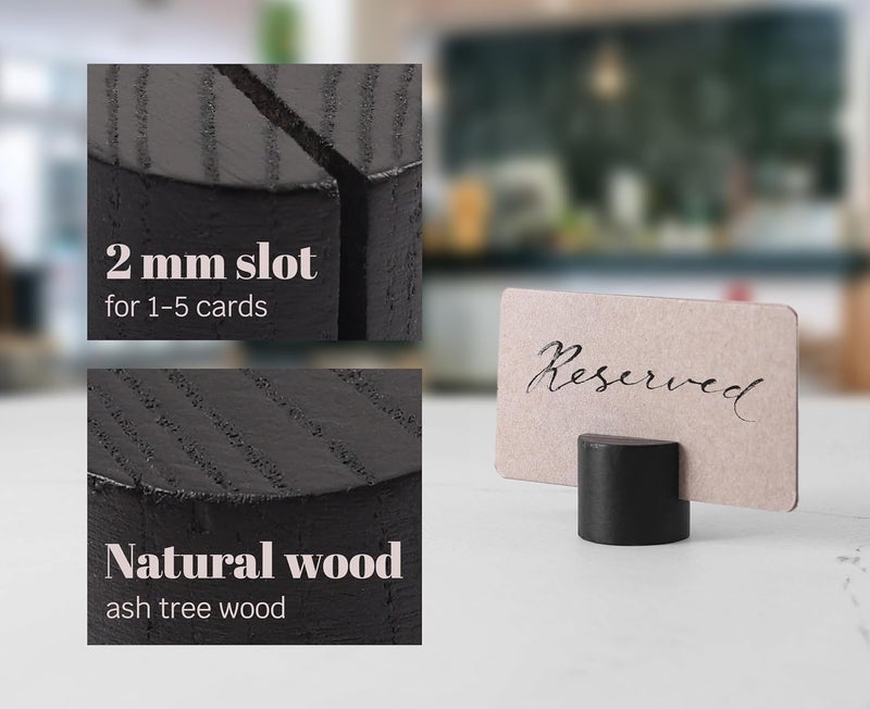 Toros 20 Pack Mini Wood Table Number Holders - Place Card Holders, Dinner Table Card Holders, Name Card Holders for Tables, Wooden Picture and Sign Holder (Black) - Image 4