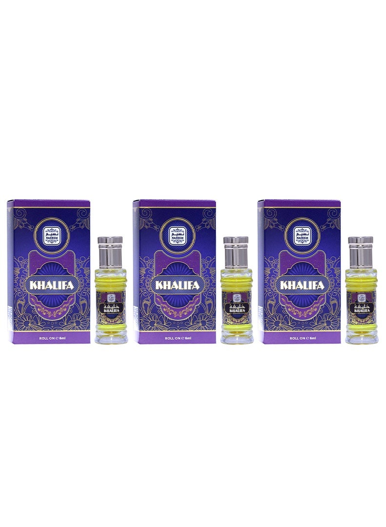Khalifa Perfume Oil Roll-On for Men & Women - 6ml (Pack of 3)