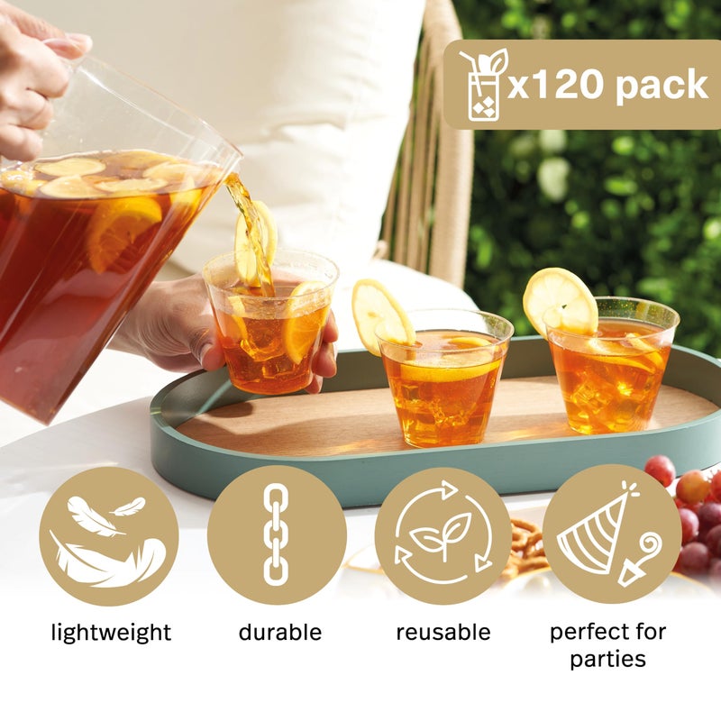MATANA 120 Gold Plastic Cups  9oz Glitter Gold Cups  Disposable Cocktail & Punch Cups for Parties and Weddings - Image 3