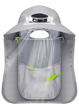 Solar-Powered Fan Sun Hat, Wide Brim Outdoor UPF 50+ Protection with Detachable Neck Flap & Face Mask for Men & Women - Ideal for Fishing, Travel, Camping & UV Defense, Grey - pzsku/ZE6E0B367AEB50487FBE7Z/45/_/1726003257/82824233-e094-4252-9d44-8d80036fb60a