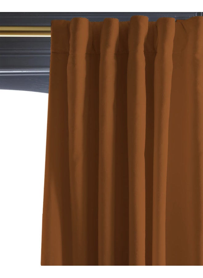 Naguib Selim Velvet Curtains Soft Fabric 1 Piece Brown-140x280  - Image 3