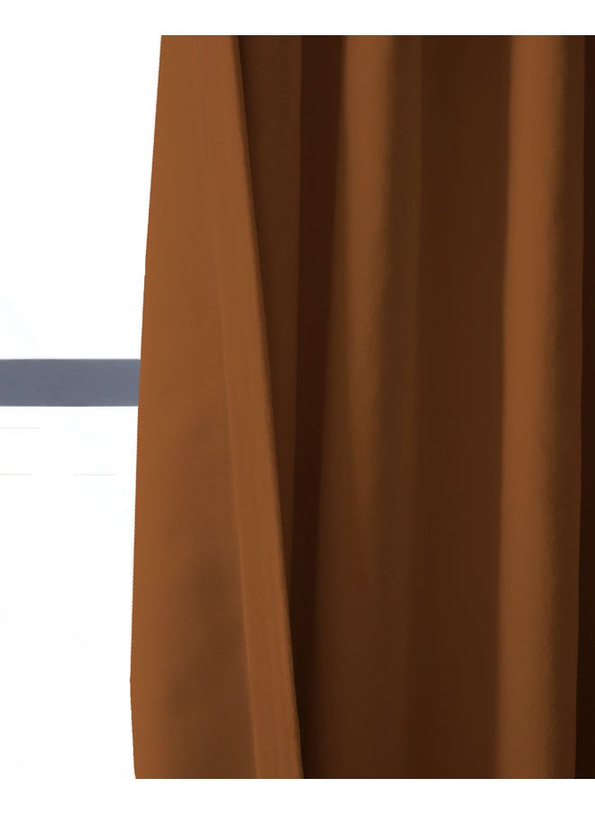 Naguib Selim Velvet Curtains Soft Fabric 1 Piece Brown-140x280  - Image 2