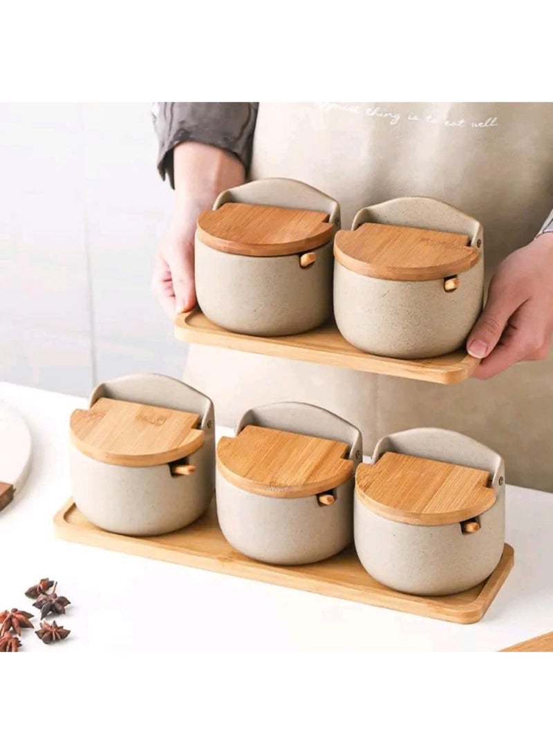 Bukela Ceramic Spice Jar - Seasoning Pot Seasoning Box Kitchen Seasoning Storage Pot Restaurant Household Salt And Sugar Pot - Stylish and Functional Kitchen Counter Accessories (2 PCS) - Image 5