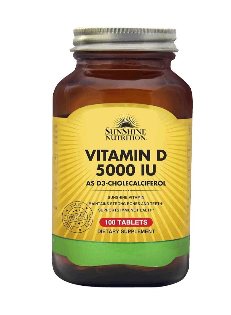 SUNSHINE NUTRITION Vitamin D 5000Iu 100 Tablets  - Image 1