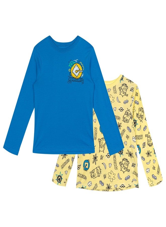 Minions Toddler Boys 2 Pack Long Sleeve T-Shirts Royal Blue/Yellow 2T - Image 1