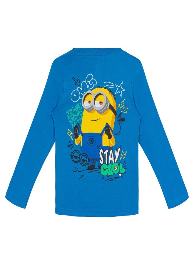 Minions Toddler Boys 2 Pack Long Sleeve T-Shirts Royal Blue/Yellow 2T - Image 3