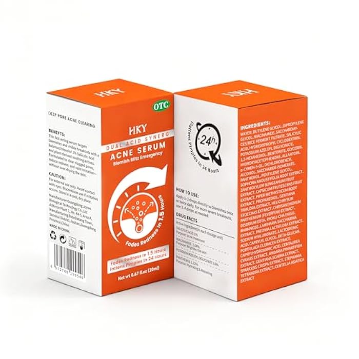HKY - Acne Serum For Face, 1.5 Hour Blemish Blitz Emergency Anti Acne Treatment To Reduce Redness With Salicylic Acid, Niacinamide, Panthenol, Retinol - Prone Skin - Image 5