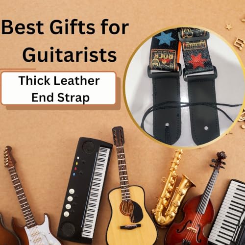 IMAGINEA Guitar Strap with PU Leather Ends | Modern & Comfortable Design | Adjustable Guitar Belt for Acoustic/Bass/Electric Guitars with 5 Picks (Rock Guitar Belt) - Image 3