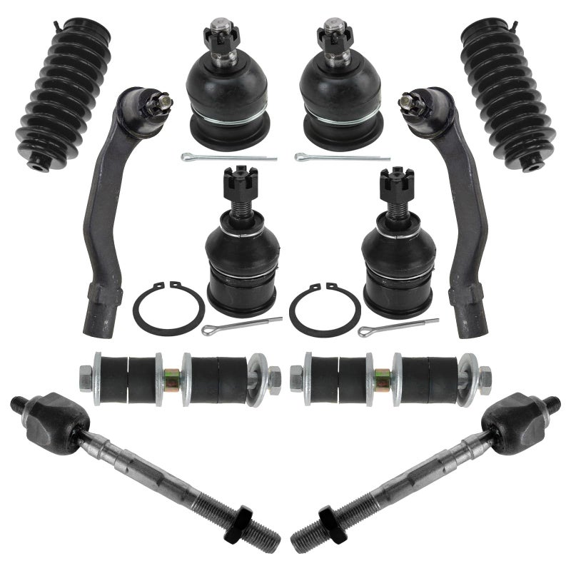 TRQ Front Steering Suspension Kit Ball Joint Steering Rack Pinion Bellow Sway Bar Stabilizer Link Tie Rod Compatible with 19982001 Acura Integra