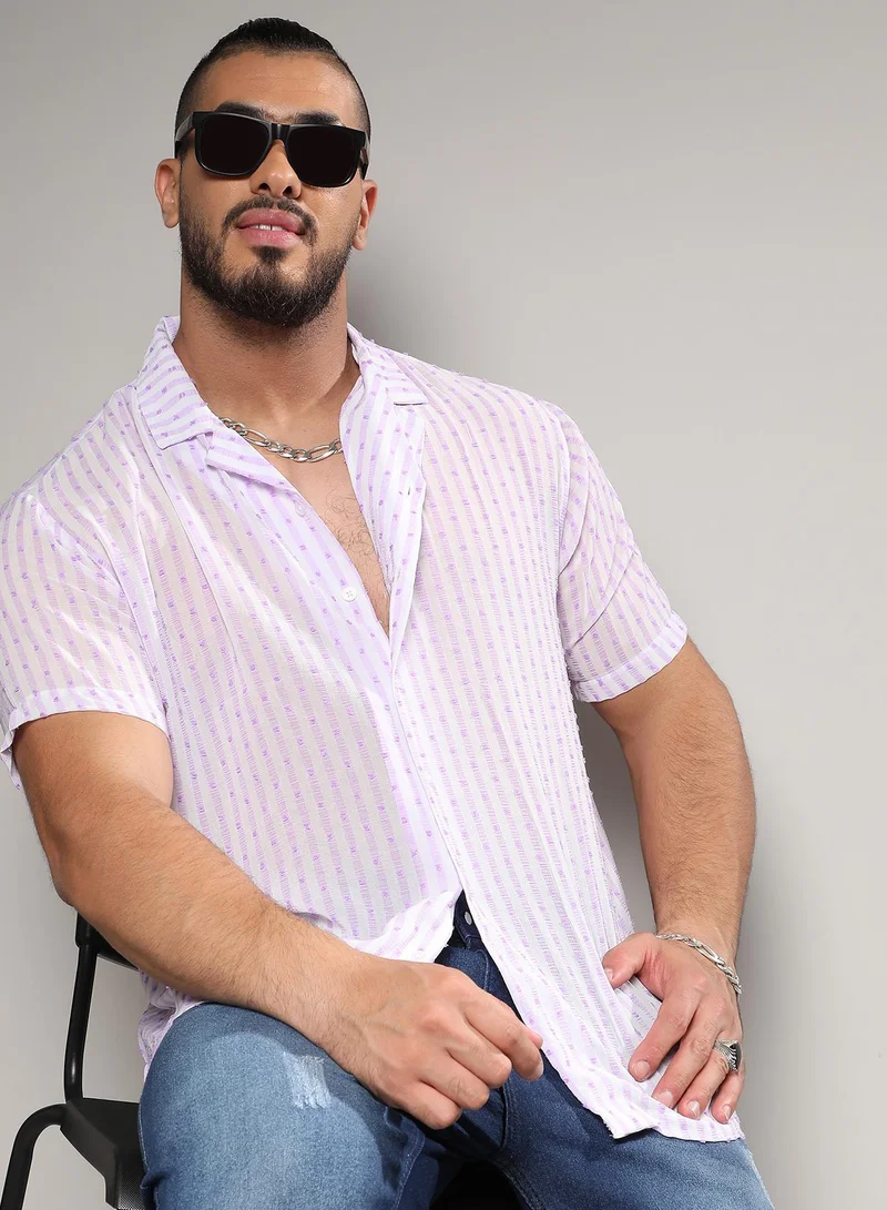 Instafab Plus Balanced Striped Shirt