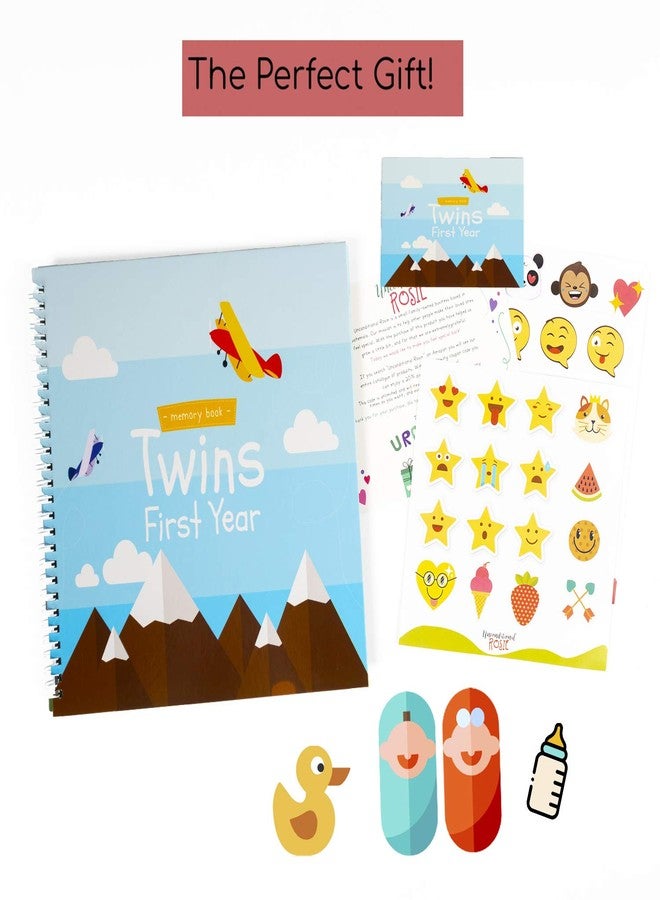 Unconditional rosie Twins First Year Hardcover Memory Book Airplanes Edition | Newborn Babies 1st Year Journal And Milestones Photo Album | Perfect and Unique Gift Idea for Baby Showers and Birthday Presents - Image 3