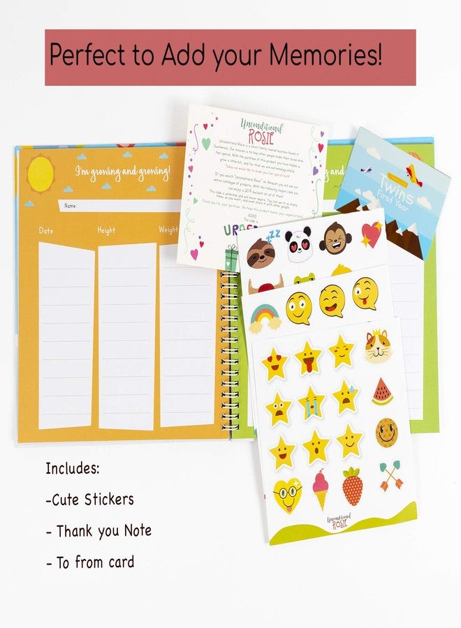 Unconditional rosie Twins First Year Hardcover Memory Book Airplanes Edition | Newborn Babies 1st Year Journal And Milestones Photo Album | Perfect and Unique Gift Idea for Baby Showers and Birthday Presents - Image 2