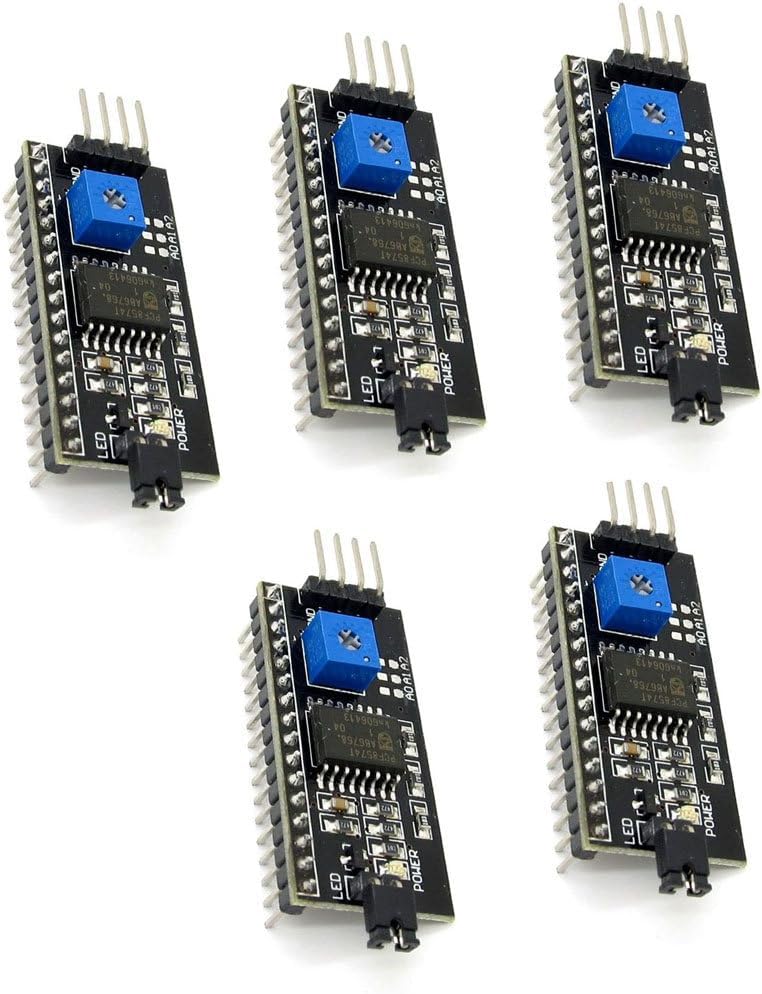 Electrobot IIC I2C Serial Interface Adapter Module 5-Pack for 16x2 20x4 LCD Displays with PCF8574 Chip Compatible with UNO Rduino Raspberry Pi Microcontrollers with Adjustable Contrast and Backlight - Image 1