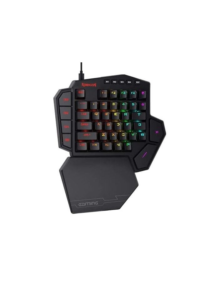 erorex - Redragon k585 diti wireless one-handed mechanical keyboard, 42 keys 2.4ghz rgb 40% gaming keypad with 7 onboard macro keys, detachable wrist support, 3000 mah battery (blue switch) - Image 1