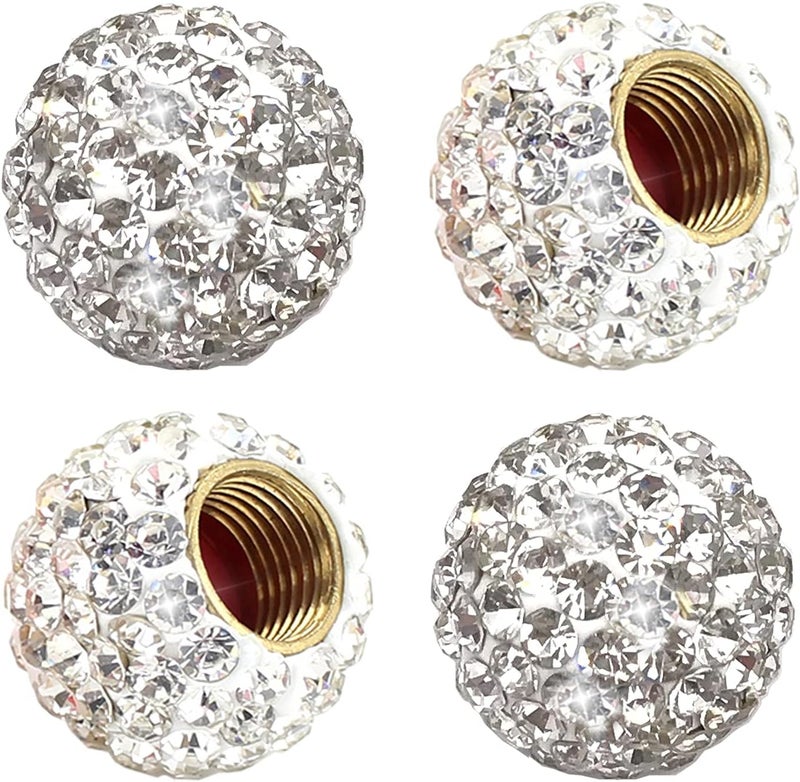 Muxkenper Crystal Rhinestone Tire Valve Stem Caps - 4 Pack - Image 1