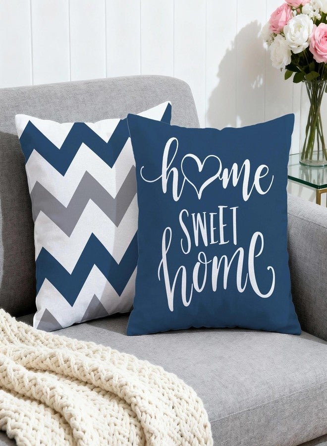 Hexagram Geometric Blue Pillow Covers 18x18 Set of 4, Decorative Outdoor Boho Modern Throw Pillow Covers, Home Sweet Home Farmhouse Cushion Case for Couch Sofa Bedroom Indoor Decor(No Insert) - Image 2