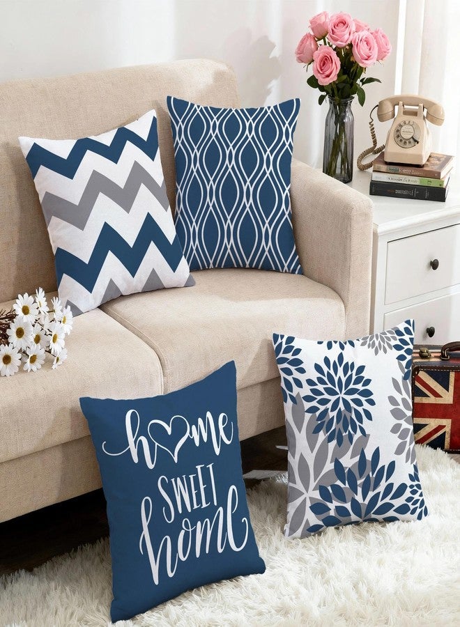 Hexagram Geometric Blue Pillow Covers 18x18 Set of 4, Decorative Outdoor Boho Modern Throw Pillow Covers, Home Sweet Home Farmhouse Cushion Case for Couch Sofa Bedroom Indoor Decor(No Insert) - Image 5