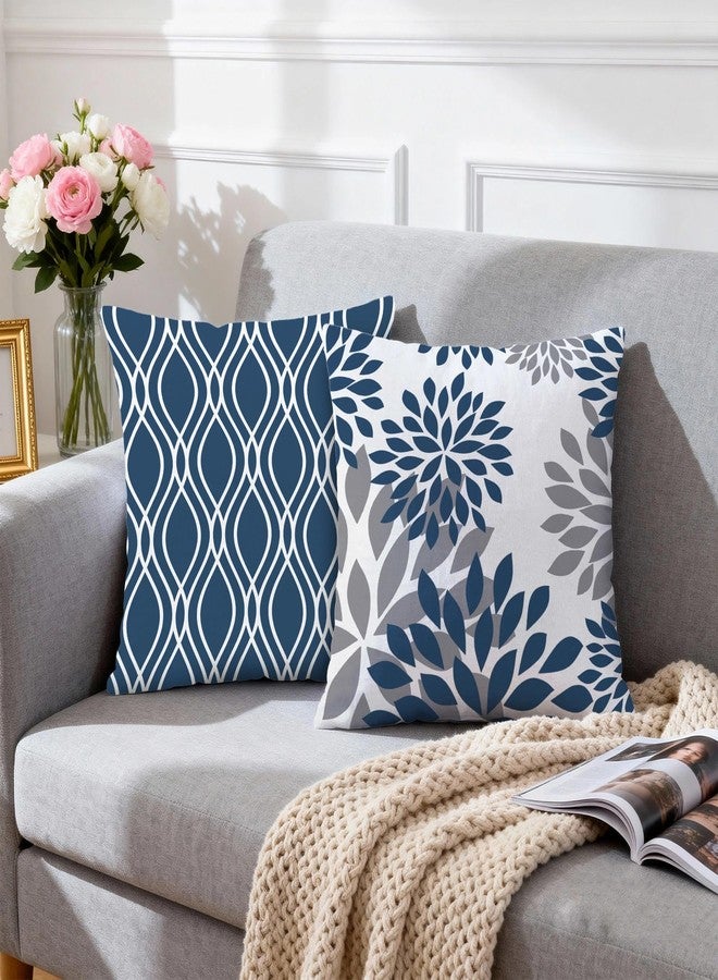 Hexagram Geometric Blue Pillow Covers 18x18 Set of 4, Decorative Outdoor Boho Modern Throw Pillow Covers, Home Sweet Home Farmhouse Cushion Case for Couch Sofa Bedroom Indoor Decor(No Insert) - Image 3