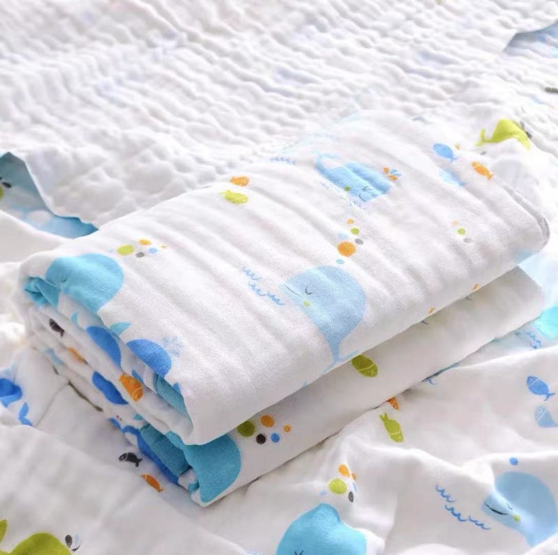 4-Layer Cotton Baby Bath Towel - Soft & Breathable Newborn Wrap