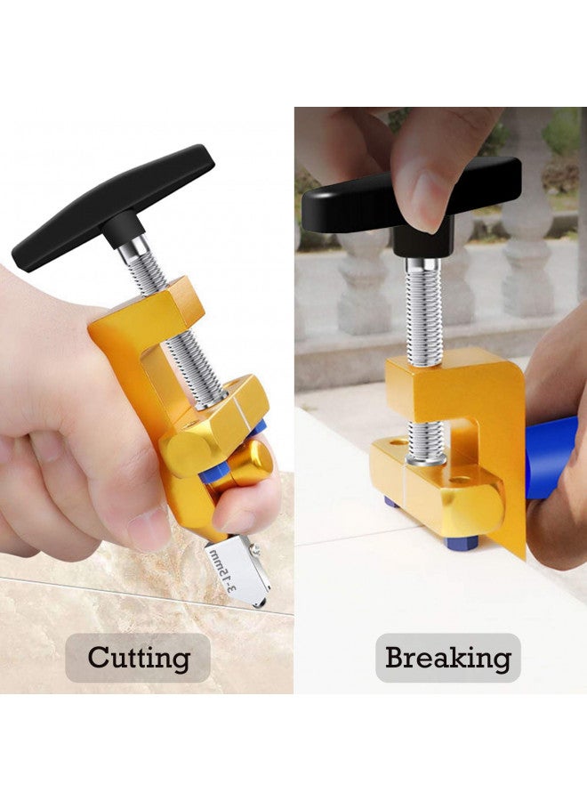 WAGX قاطع بلاط يدوي، 2 في 1 أداة قطع بلاط زجاجي مع كماشة كسر الزجاج، مجموعة قطع المرايا مع 3 شفرات فولاذية تنغستينية لقص الزجاج، المرايا، بلاط السيراميك، البلاط المزجج - Image 1