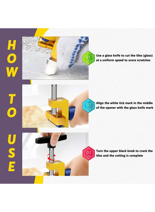 WAGX قاطع بلاط يدوي، 2 في 1 أداة قطع بلاط زجاجي مع كماشة كسر الزجاج، مجموعة قطع المرايا مع 3 شفرات فولاذية تنغستينية لقص الزجاج، المرايا، بلاط السيراميك، البلاط المزجج - Image 4