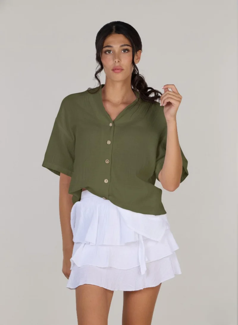 جاست نيتشر قميص جيني بأكمام قصيرة دي سي