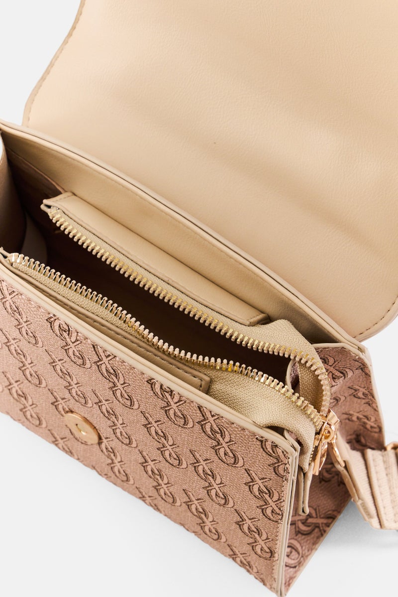 XOXO Women Brand Logo Crossbody Bag, Tan  - Image 3