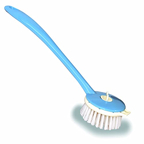 Homfine Pack of 3 Sink Brush Round Kitchen Cleaning Handy Brush (Aqua Green, 3 Pc, Size : 30cm) - Image 4