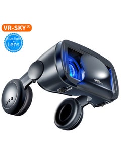 ماركة غير محددة نظارات الواقع الافتراضي VRGPro للحماية من الضوء الأزرق وسماعات رأس كبيرة للهواتف المحمولة وخوذة الواقع الافتراضي ثلاثية الأبعاد وسماعات رأس لحماية العين - اللون: سماعة رأس كبيرة إصدار بلو راي (الإنجليزية) وجهاز تحكم عن بعد بتقنية البلوتوث Y1 أسود  - Image 3