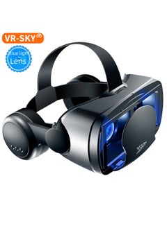 ماركة غير محددة نظارات الواقع الافتراضي VRGPro للحماية من الضوء الأزرق وسماعات رأس كبيرة للهواتف المحمولة وخوذة الواقع الافتراضي ثلاثية الأبعاد وسماعات رأس لحماية العين - اللون: سماعة رأس كبيرة إصدار بلو راي (الإنجليزية) وجهاز تحكم عن بعد بتقنية البلوتوث Y1 أسود  - Image 4