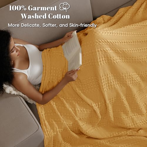 PHF 100 Cotton Waffle Weave Blanket King Size for Bed Soft Lightweight Breathable for Spring and Summer AllSeason Comfort Luxury Aesthetic Blanket for Home Decor 108x90 Mint Green - Image 3