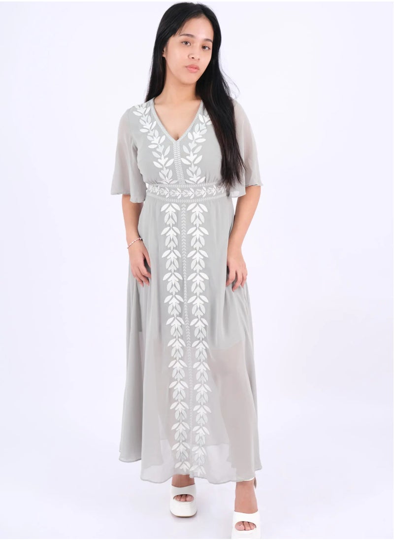 ONLY - Women’s Embroidery Tops Casual Dress in Pigeon - Image 1