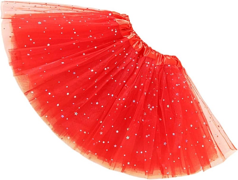 Womens Adult Sparkle Elastic 3 Layered Tulle Tutu Skirt