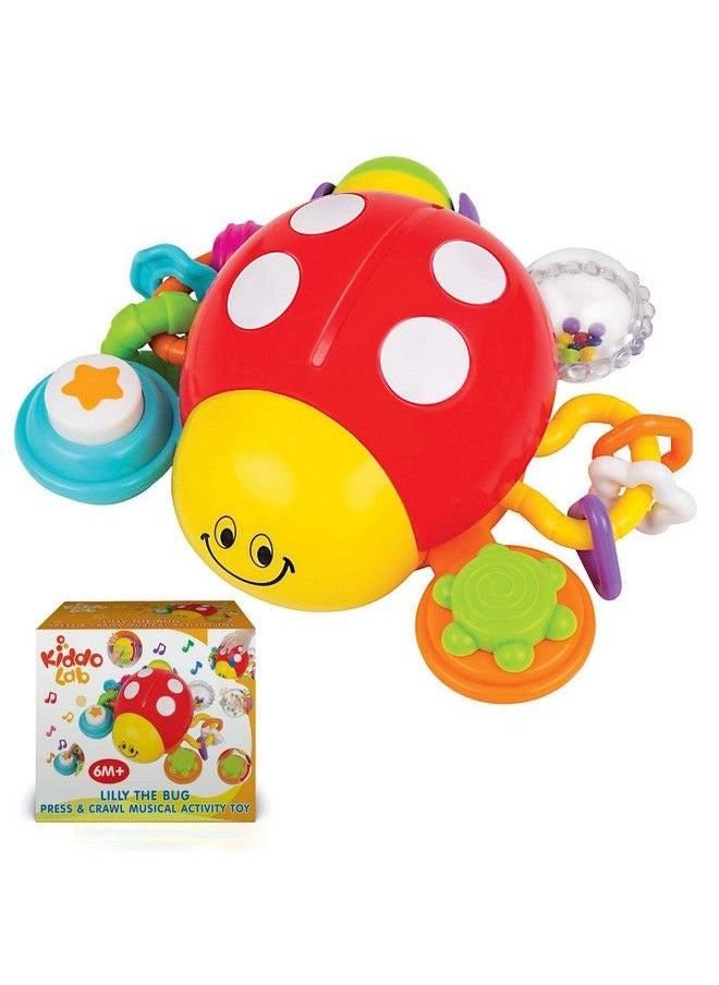 KiddoLab Musical Crawling Ladybug Toy Pull And Go Developmental Play For 618 Month Old Babies And Toddlers With Fun Sounds, Melodies And Colorful Beads  - Image 1