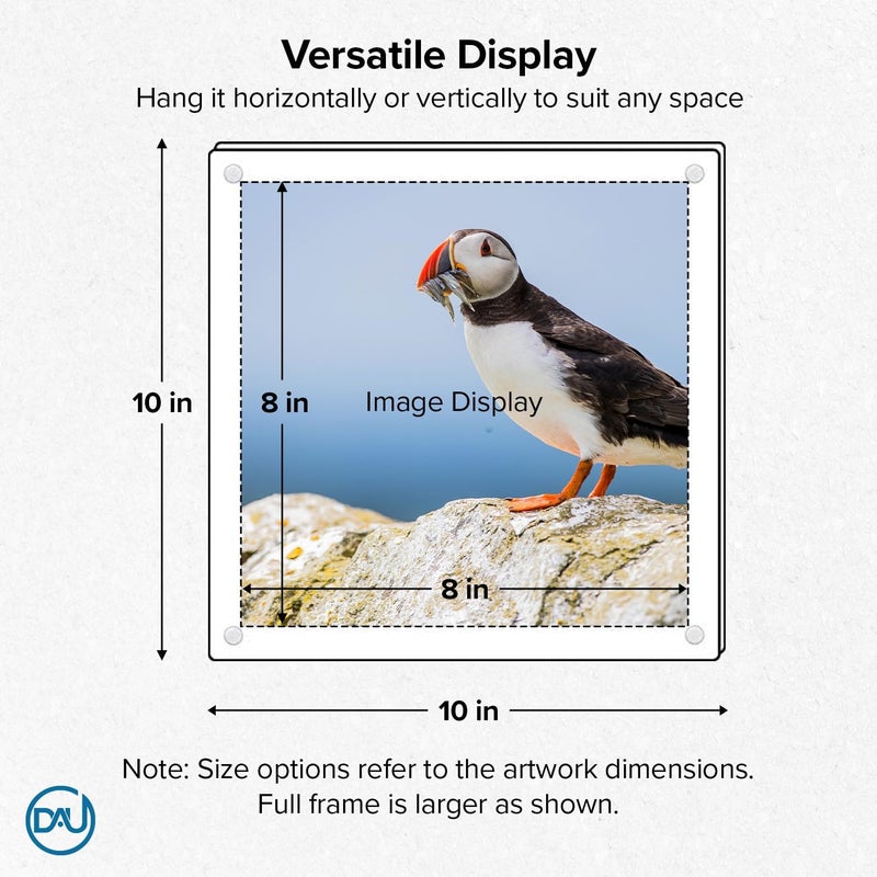DistinctAndUnique (8" x 8") Clear Acrylic Wall Mount Floating Picture Frame with (Black Standoffs) Frame-less Double Panel Plexiglass Display for Photos Artwork Posters Paintings (Full Frame is 10" x 10") - Image 4