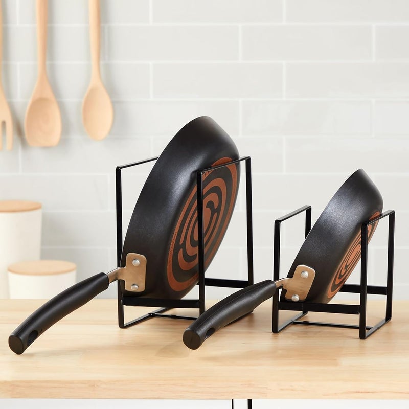 Juvale 3 Piece Plate Organizer for Kitchen Cabinet Shelf 2 Sizes for Pots Pans Cutting Boards Black - Image 3