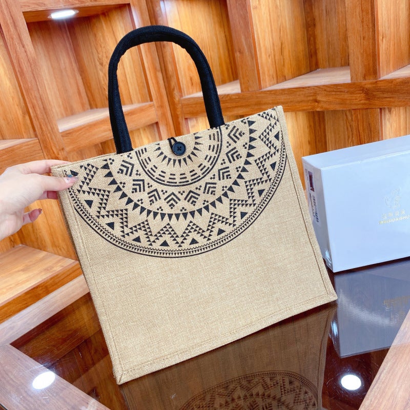 Internet Celebrated Linen Large Capacity Tote Bag Fashionable All-Match Handbag Simple Western Style Commuter Travel Shoulder Bag - Image 3