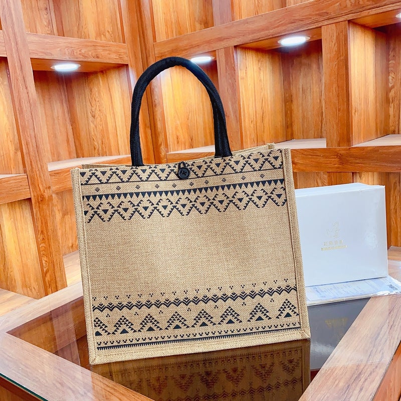 Internet Celebrated Linen Large Capacity Tote Bag Fashionable All-Match Handbag Simple Western Style Commuter Travel Shoulder Bag - Image 5