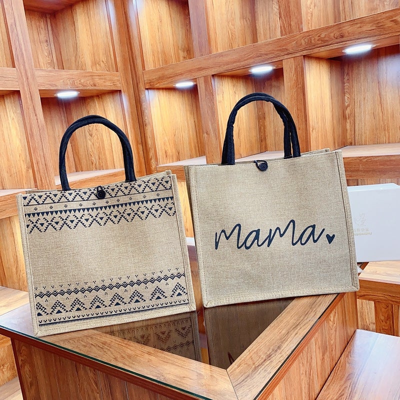 Internet Celebrated Linen Large Capacity Tote Bag Fashionable All-Match Handbag Simple Western Style Commuter Travel Shoulder Bag - Image 2