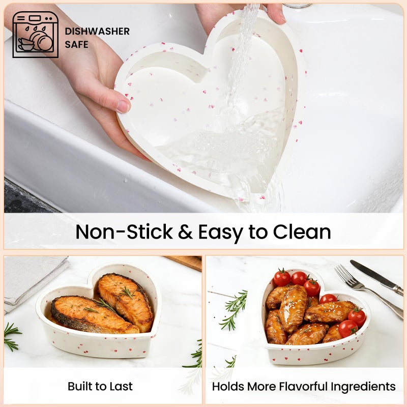 SJ 2P Silicone Heart Shaped Cake Pans, 10 Inch Nonstick Cake Pan, BPA Free Silicone Heart Cake Baking Mold for Oven Dishwasher Safe-Heartdot - Image 5