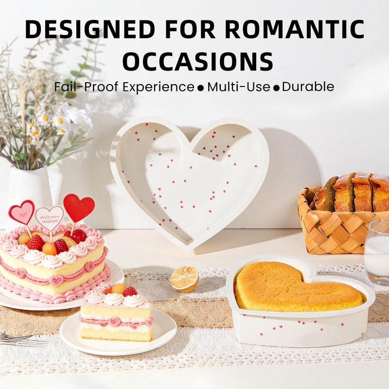 SJ 2P Silicone Heart Shaped Cake Pans, 10 Inch Nonstick Cake Pan, BPA Free Silicone Heart Cake Baking Mold for Oven Dishwasher Safe-Heartdot - Image 2