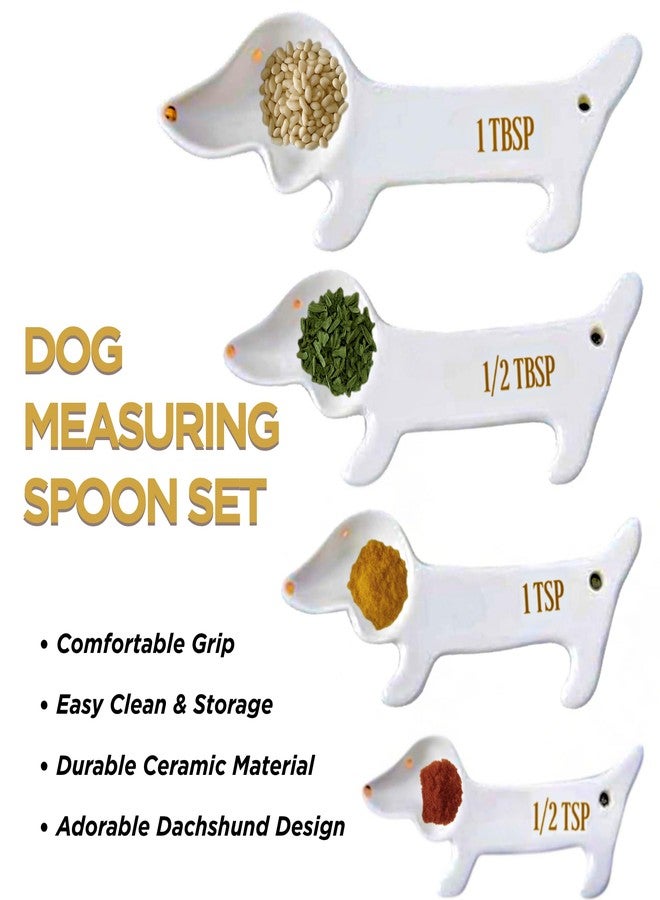 Goodscious Dachshund Measuring Spoons Set - Unique Dog Measuring Spoons Ceramic Dachshund Decor - Weiner Dog Gifts for Women - Cute Kitchen Accessories Baking Gifts - Fun Daschund Measure Spoon Items (Set of 5) - Image 3