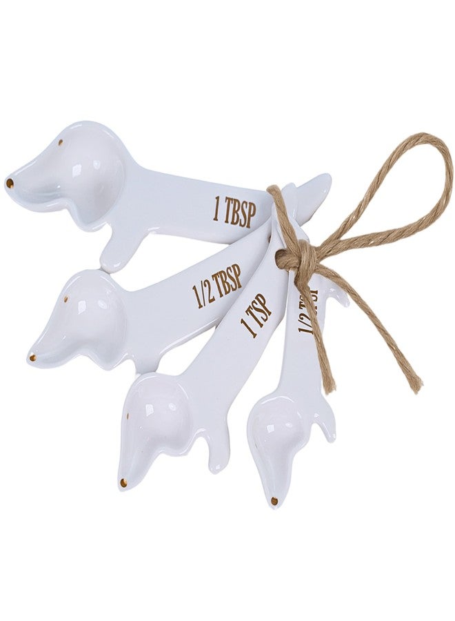 Goodscious Dachshund Measuring Spoons Set - Unique Dog Measuring Spoons Ceramic Dachshund Decor - Weiner Dog Gifts for Women - Cute Kitchen Accessories Baking Gifts - Fun Daschund Measure Spoon Items (Set of 5) - Image 1