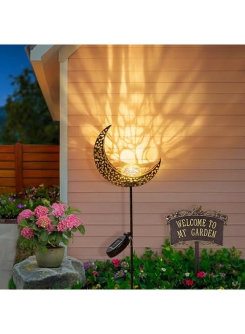 Moon Solar Lights for Women Garden Outdoor Decor Waterproof Metal Solar Stakes Lights for Patio Yard Walkway Lawn Patio Christmas Garden Gifts Mom Wife Grandma