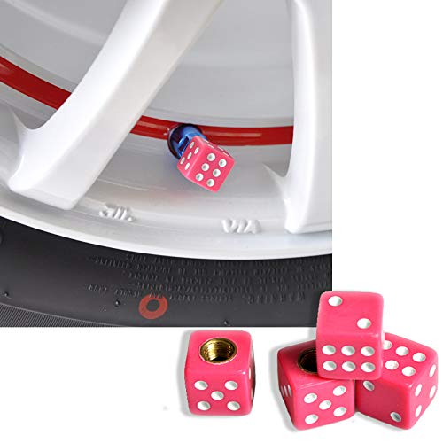 Topxome 4pcs/Set Dice Tire Air Valve Stem Caps for Car Truck Bike ATV Wheel Rims Bike Bicycle Accessories (Pink) - Image 2